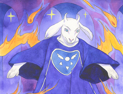 Toriel drawing illustration painting traditional art watercolor