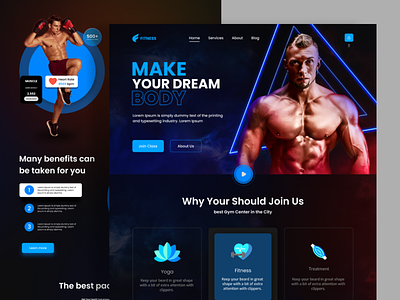 Fitnessgym Landing Page Design designs, themes, templates and downloadable  graphic elements on Dribbble