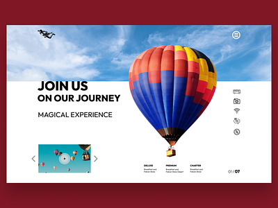 Website Parashoot/ Air Balloon Landing Page Header adobe xd adventure header design branding company header figma graphic design hot air balloon header landing page parashoot hero section tour landing ui web design