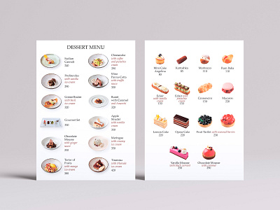 Dessert Menu for the Restaurant graphic design menu polygraphy