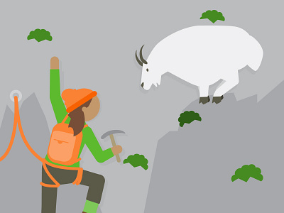 Godaddy Goat Showcard climber green mountain goat orange scale sherpa