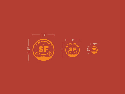 Stamp Sizes dimensions gold mark measure red san francisco san francisco logo seal sf
