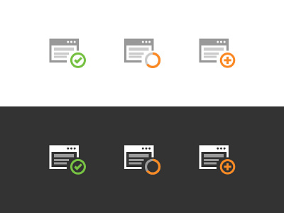 Dark and Light SEV icons browser icon check godaddy green icons orange plus progress web app
