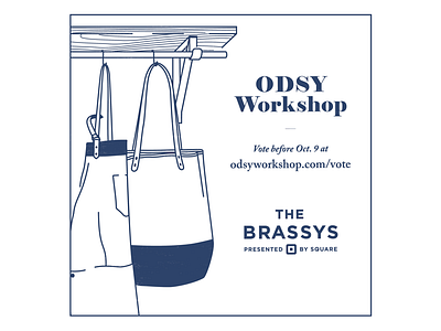 Vote Odsy Workshop for a Brassy! - Blue Version apron cloth leather square workshop
