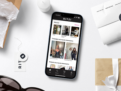 RITZI App app application buy campaign chat discover fashion home screen ios development item like live live shopping products purchase ritzi sell shopping sream translation