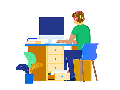 man working on computer clipart