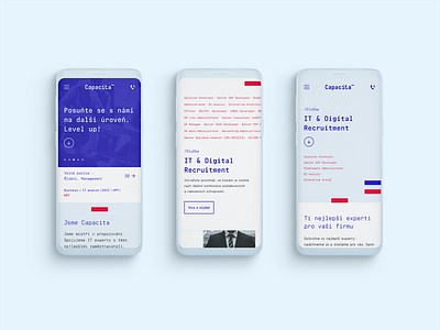 Capacita - mobile blue brand identity capacita design homepage level up mobile product page red website
