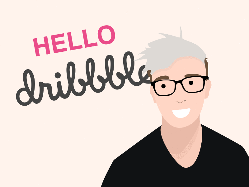 Hello Dribbble! after effects character clean debut first shot gif hello illustration motion design