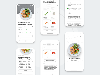 DinnerRoller - An idea cooked for you - Dish Process cook food food app food roll ios ios app iphone x minimal mobile app design mobile apps motion product product design random recipe simple ui uidesign uiux uxdesign