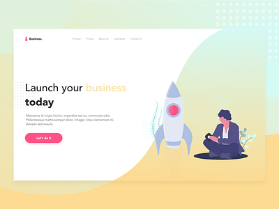 Rocket Landing Page design flat minimal ui ux web website