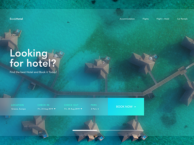 Book a Hotel Landing Page design flat minimal ui ux web website