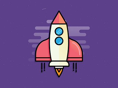Rocket flat icon kenzie cameron logo rocket simple space spaceship stars
