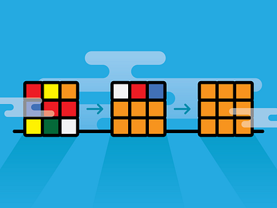 Rubik's Cube blue flat icon illustration kenzie cameron logo minimal puzzle rubiks rubiks cube simple vector