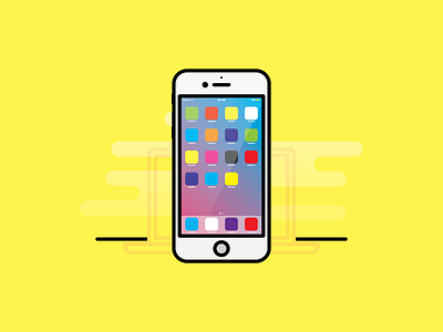 iPhone apple apps cell phone flat illustration iphone kenzie cameron minimal phone ui vector yellow