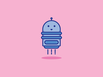 Purple Robot bot character cute flat future geometry minimal pink purple robot