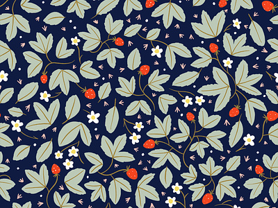 strawberry pattern on navy