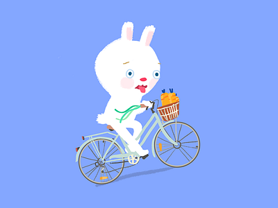uphill bikin' bun bicycle bunny carrot rabbit tired uphill