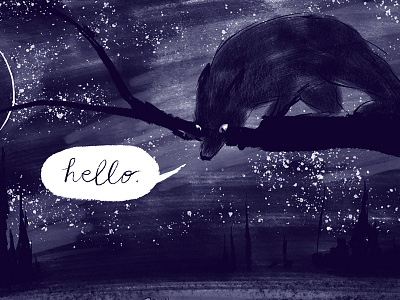 hello hello moon night stars wolf