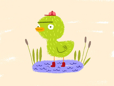 duck-roni boots cattails duck hat pond puddle