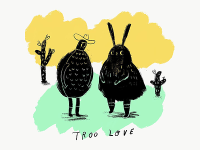 Troo Love cacti cowboy hat desert hare love tortoise