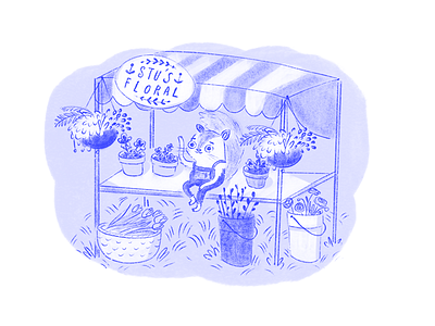 stu's floral farmers market flowers illustration squirrel stand