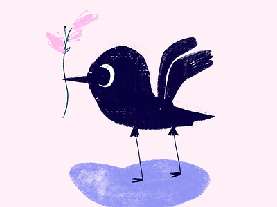 birdzo bird bird illustration puddle twig