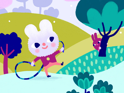 jump ropin' bunny cute illustration jump rope jumprope rabbit