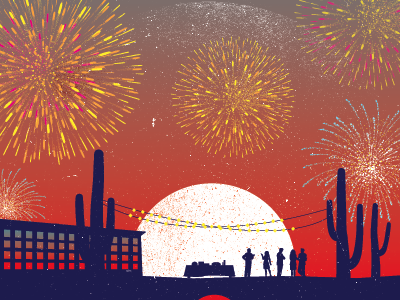 Fireworks and Cacti Spines graphic design illustration