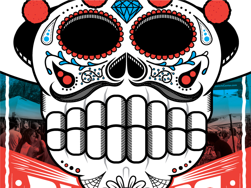 Day of the Freshly Flossed day of the dead dia de los muertos illustration mexico poster skull