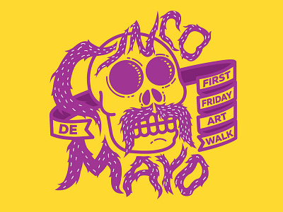 Cinco De Mustachioed cinco de mayo first friday illustration mustache skull