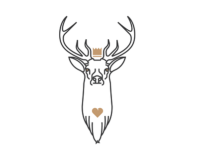 Head and Heart of Gold crown deer elk gold heart illustration