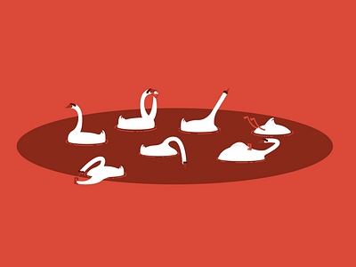 This Pond is a Chill Zone. No Splashing illustration pond swans