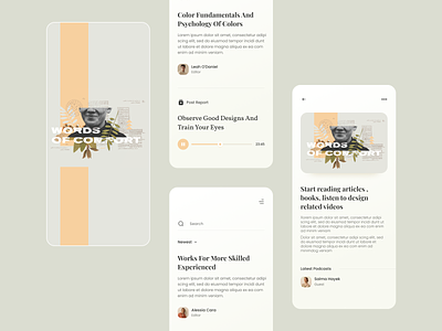 Blog & Article App UI app application article blog details home intro ios minimal mobile news podcast splash ui ux