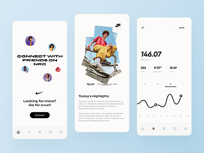 NRC - Redesign app application dashboard fitness health intro ios mobile social stories ui ux