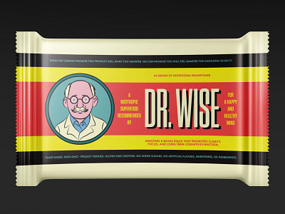 Dr. Wise Nootropic Food Bars adobe illustrator brand branding concept design food packaging graphic design illustration logo logos nootropic package design packaging product design retail