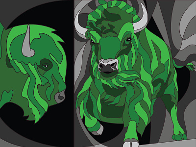 Bison Illustration for Environmental Graphics