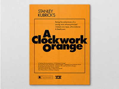 Kubrick In Futura Poster Series: A Clockwork Orange branding changethethought film kubrick logo movies poster posters stanley kubrick type typography