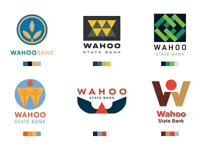 Wahoo State Bank Logos brand branding corporate branding denver design graphic design identity logo nebraska type typography vector