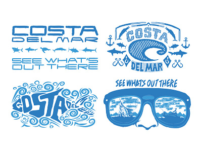 Costa Del Mar Promotional Graphics and Illustrations branding graphic design hand lettering illustration retail sports tee shirts type typography vector art