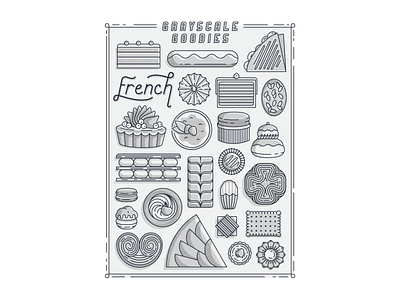 Dessert Series design dessert desserts french illustration lettering line pastries pastry patisserie vector