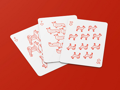 Playing Cards akita chihuahua corgi dog dogs illustration line playing card playing cards