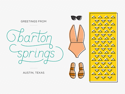 Barton Springs austin beach illustration lettering line pool summer texas type typography