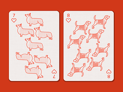 Dog Days Deck beagle corgi deck deck of cards dogs hearts illustration playing cards vector