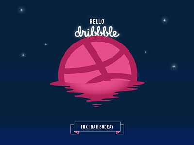 First Shot | Hello Dribbble! debut design dribbble first shot illustration invation invite moon space thanks