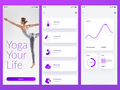 Yoga app app branding clean design fitness icons illustration interface ios iphone mobile training ui ux yoga