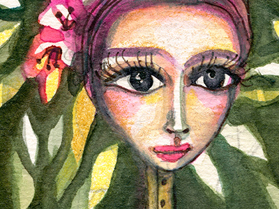 Frida Heart Shape bigeyes face frida fridakahlo garden green illustration kahlo meloearth mexico portrait