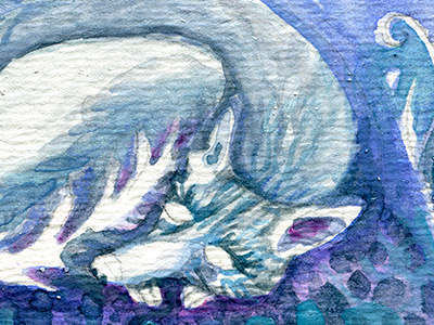 Blue Loves Wip Ig aceo blue coyote dog drawing fox illustration meloearth nature purple watercolor wildlife