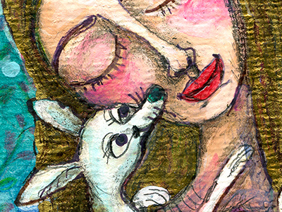 Girl and Dog #4 aceo auction dog ebay forsale meloearth original woman