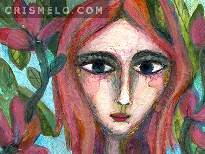 Heartful Woman aceo art heart illustration painting