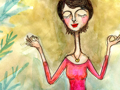 Be Creative girl illustration meditation meloearth painting watercolor woman